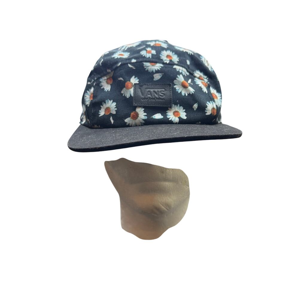 Vans 5 Panel Hat Daisies Leather Strap Back Black Daisy Skater Cap He Loves Me